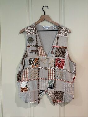 Beige Patchwork Safari Embellished Vest